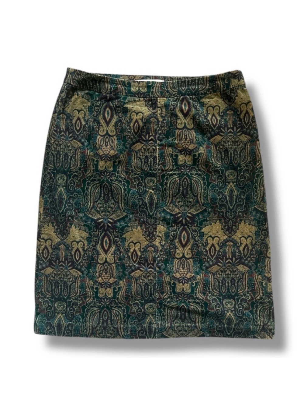 Croft & Barrow Corduroy Paisley Pencil Skirt Women’s Size 12 Stretch Academia
